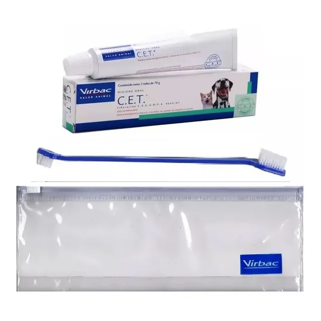 Kit Saúde Oral Virbac Cet Pasta + Necessaire + Escova