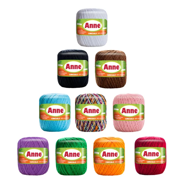 Kit 10 Linha Anne 65m 19g P/ Tricô Crochê Cores Sortidas