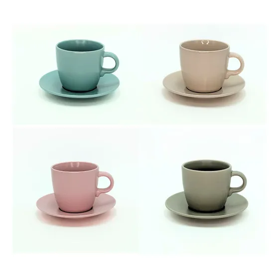 Taza Con Plato 270ml Colores Surtidos 4 Unidades Goldsky