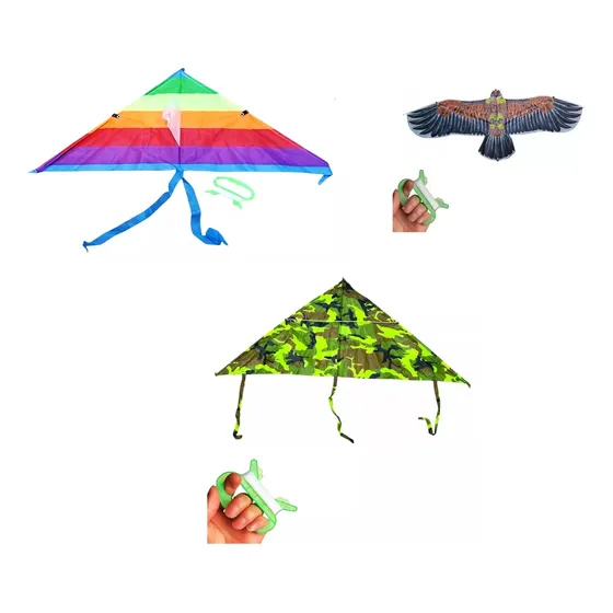 Barrilete Cometa Pack X3 Multicolor + Aguila + Camuflado 30m
