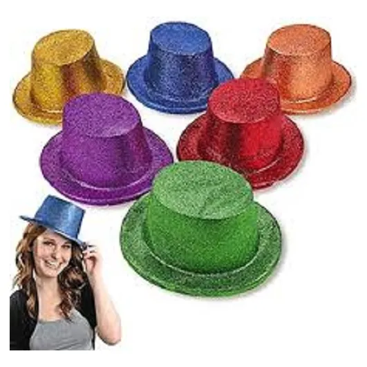 Sombrero Escarchado Mago Copa Alta Fiesta Hora Loca X 6 Unid
