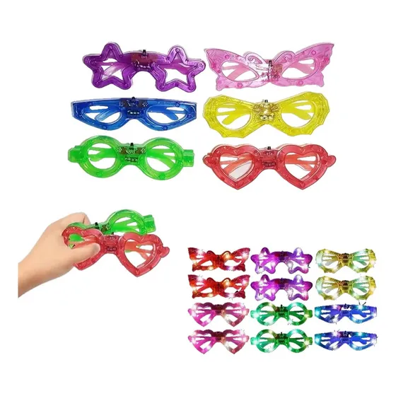 12 pzs lentes con luz led para fiesta Neon Luminosos Retro Para Niños cumpleaños fiesta Regalo recuerdos Navidad Halloween Carnaval