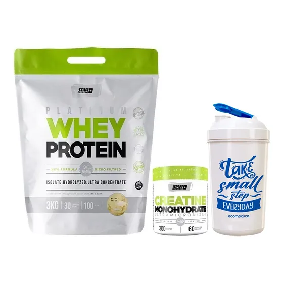 Whey Protein 3 Kg Star Nutrition + Creatina 300 G + Vaso