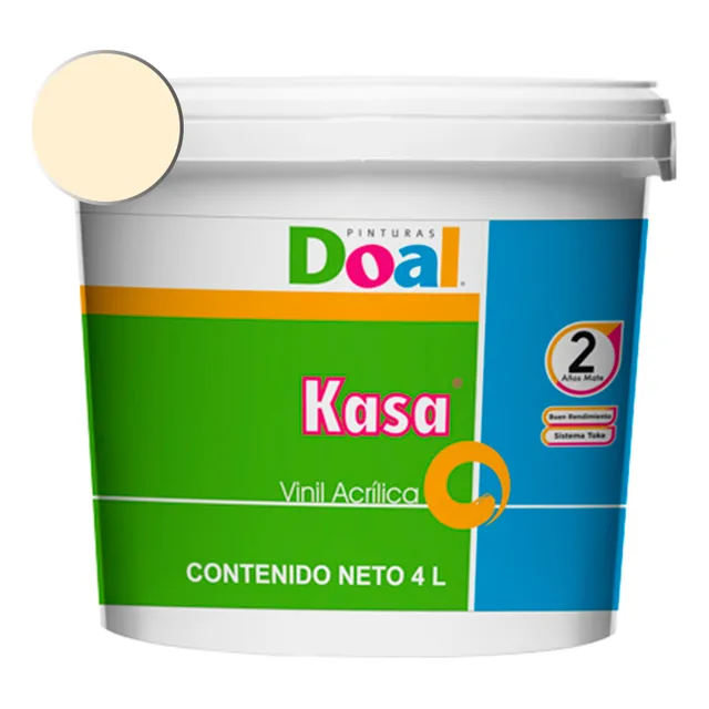 Galon Pintura Vinil-acrilica Doal Kasa 4 Litros Lavable Interiores Y Exteriores 2 Años Marfil