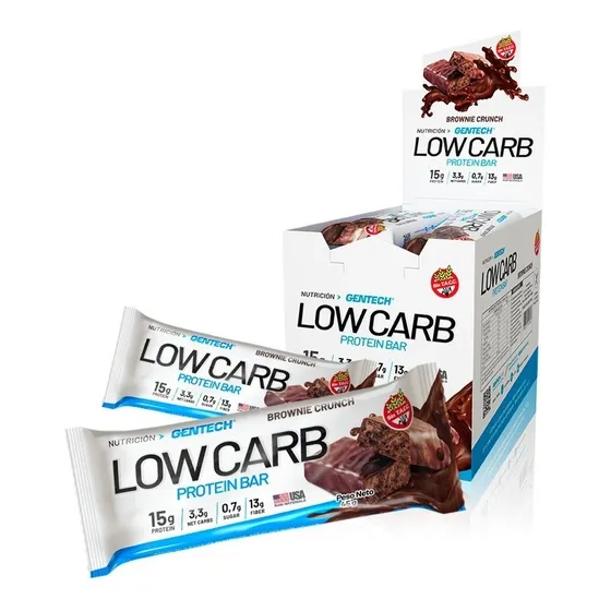 Barras De Proteina Low Carb Gentech Caja 10 Uni - 3.3g Carbo