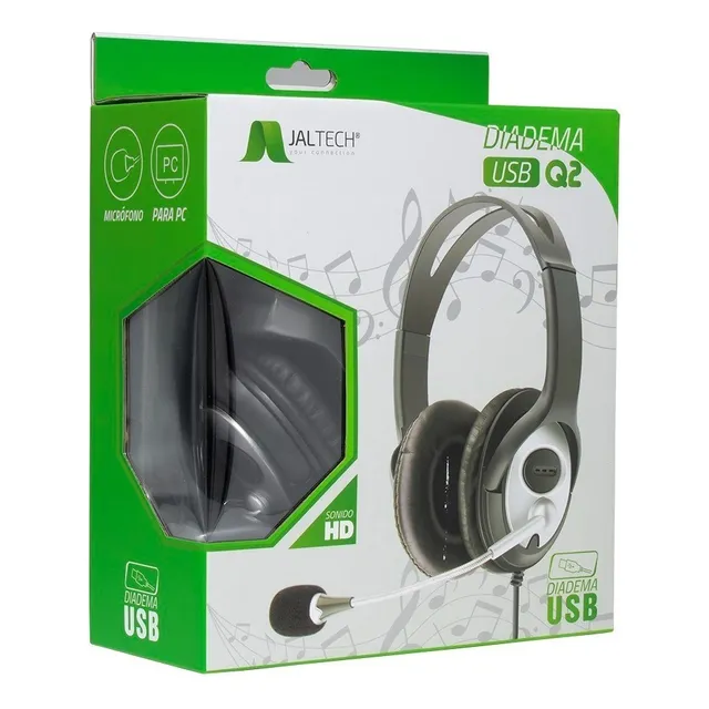 Audifonos diadema jaltech q2 con micrófono negro