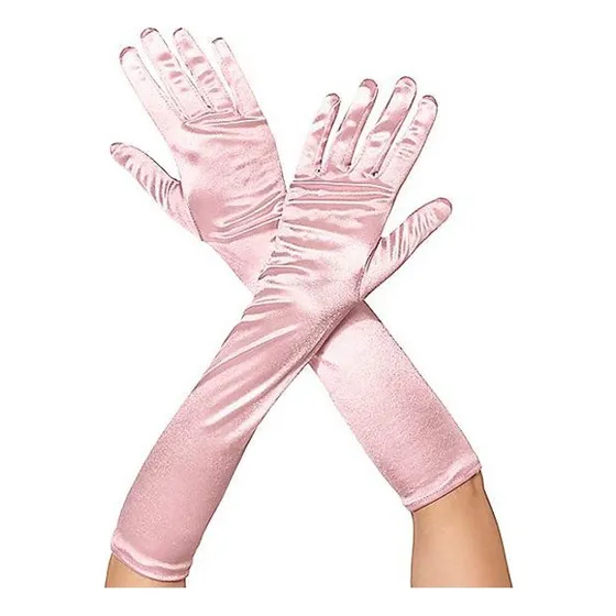 Guantes Largos Satinado Rosado Talla Única Adulto