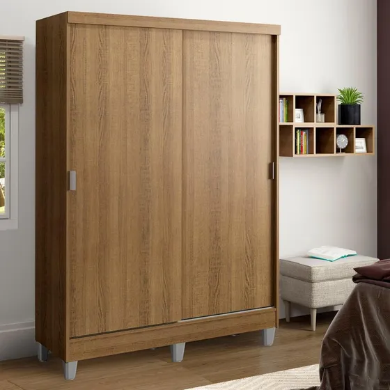 Closet Luke Madesa 2 Puertas Corredizas Madera Con Pies Color Marrón