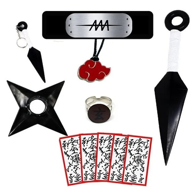 Kit Ninja Naruto Bandana Grama Kunai Shuriken Anel Zetsu    