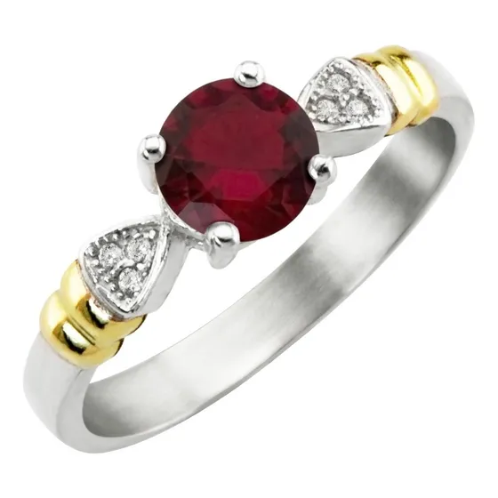 Anillo Solitario Piedra Central Plata Y Oro Compromiso Amor