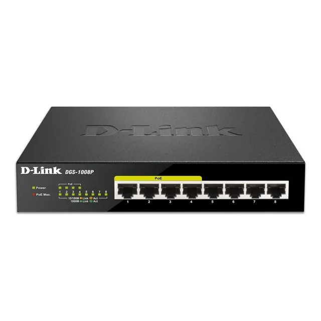 D-link 8 Port Gigabit Unmanaged Desktop Switch With 4 Poe Ports, 68w Poe Budget (dgs-1008p)
