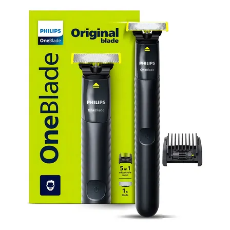 Philips Oneblade Qp1425/10, Nuevo Peine Recortador Ajustable Para Barba 5 En 1, Uso En Seco Y Mojado. Recorta, Perfila Y Afeita. Negro