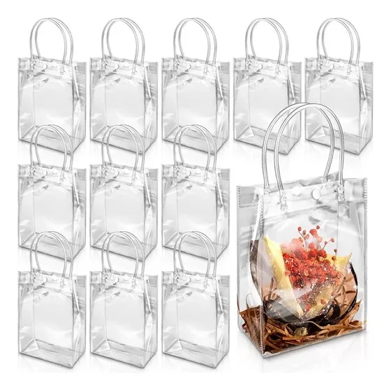 20 Bolsa Regalo Con Asa Transparentes Boda Bautizo Recuerdos