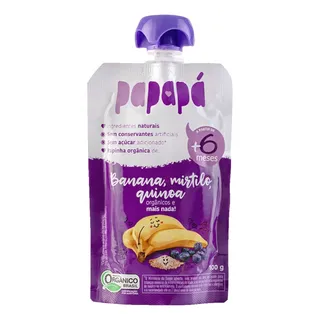 Papinha OrgĂąnica De Banana, Mirtilo E Quinoa 100g - PapapĂĄ Papinha OrgĂąnica De Banana, Mirtilo E Quinoa 100g - PapapĂĄ