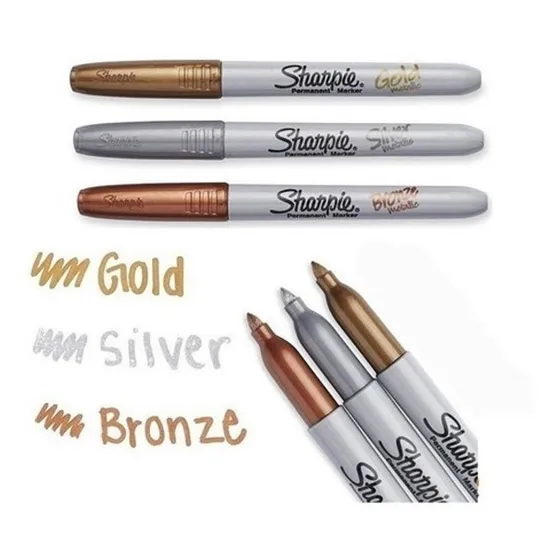 Marcadores Sharpie Metalizados, Oro, Bronce Y Plateado