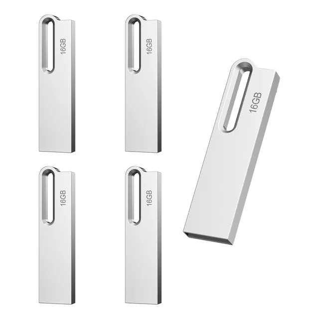 Memorias Usb 2.0 Topesel De 16 Gb, Plateado, 5 Piezas Color Plateado