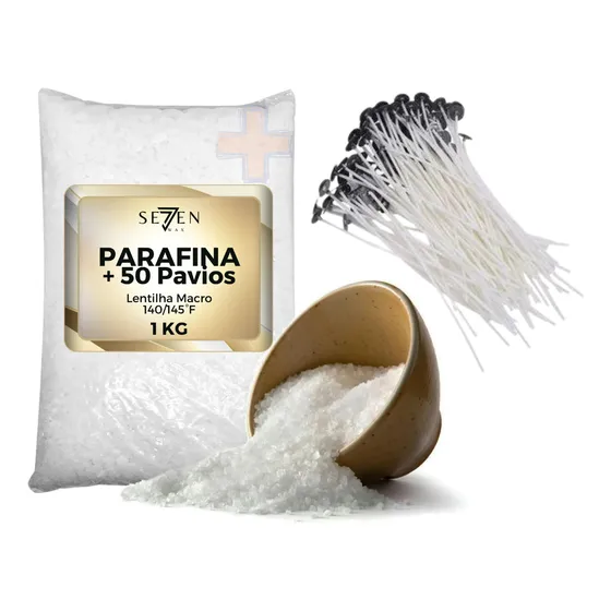 Parafina 1kg + 50 Pavios P/ Velas Artesanais Alt-10cm