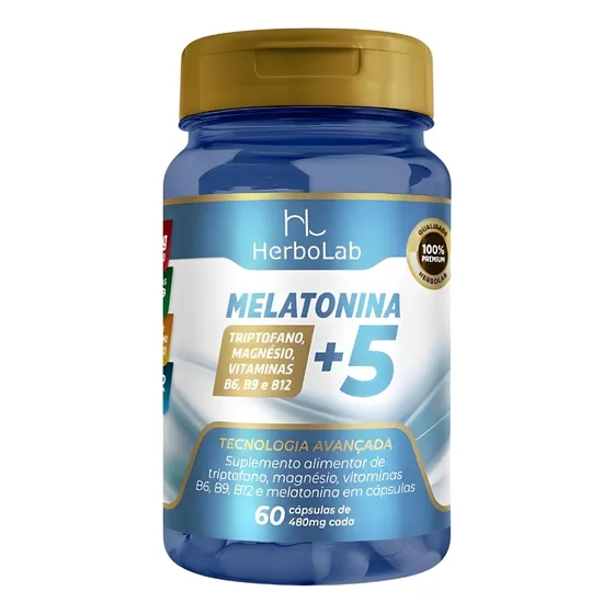 Melatonina +5 Triptofano Magnésio B6 - B9 - B12 - Herbolab