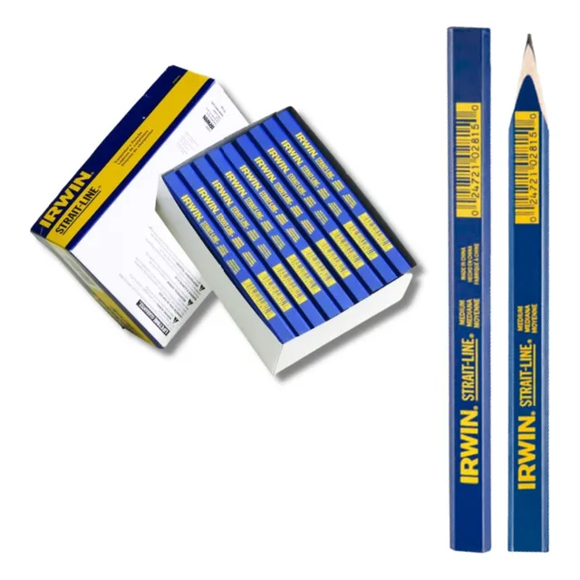 Kit 10 Lápis Carpinteiro Irwin Azul Marceneiro Pedreiro Obra