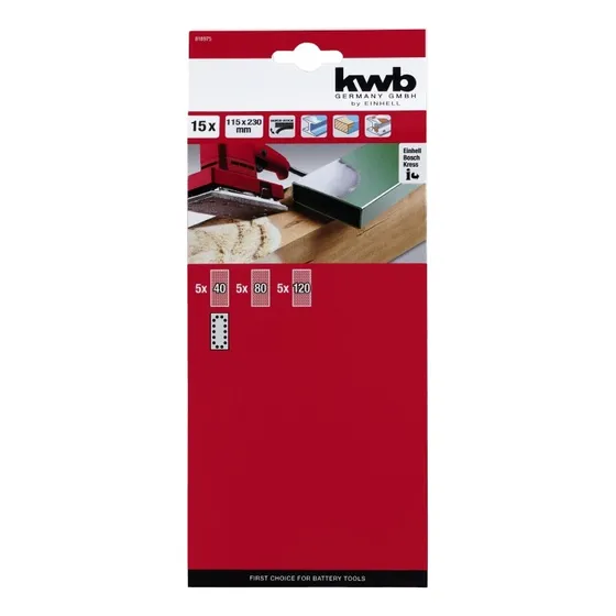 Set 15 Hojas De Lija 115 X 230 Mm Kwb C/sistema Velcro Kwb