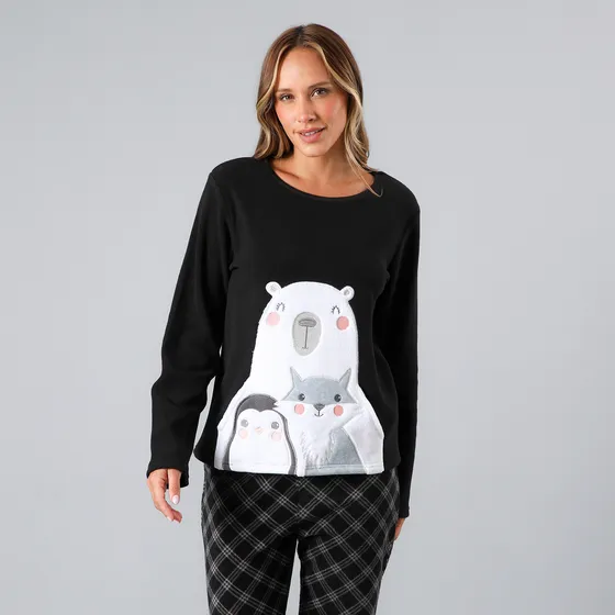 Pijama Micropolar Bolsillo Flores Mujer 33758-2