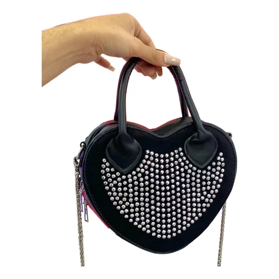 Cartera Bandolero Brillante Forma De Corazón