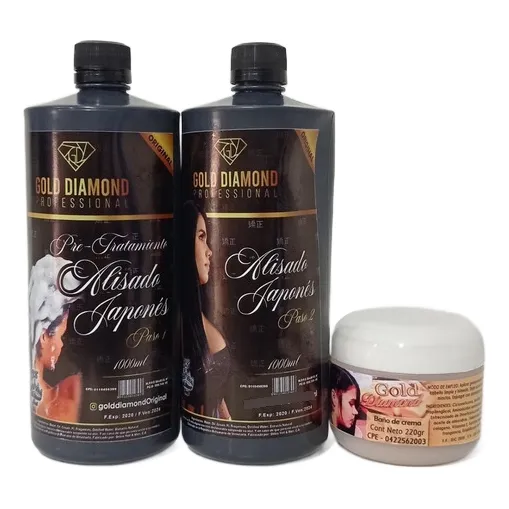 Keratina Alisado Japonés Gold Diamond Litro + Baño De Crema 