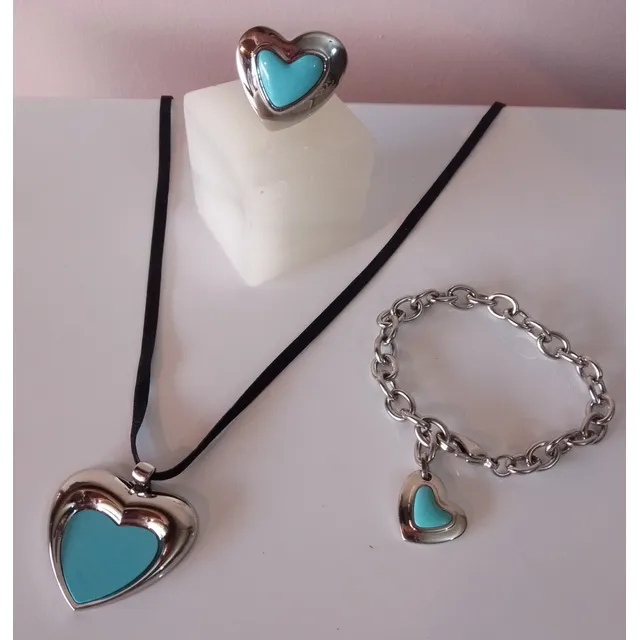 Anillo Dama Collar Y Pulsera Acero Inoxidable Gogo Italia