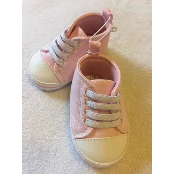 Zapatos De Bebé Tipo Converse Anti Resbalantes Rosado/rojo