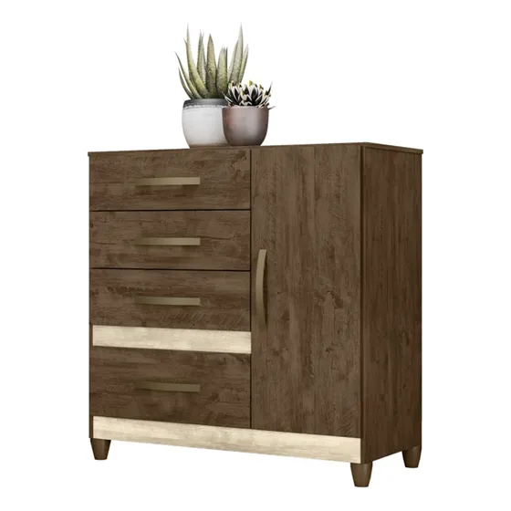 Comoda Sapateira Com Pes 4 Gav 7073 Castanho Wood Avela Wood