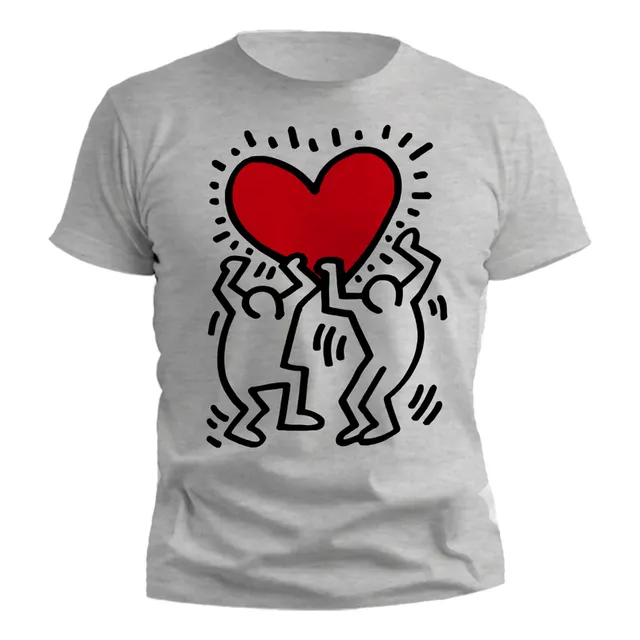 Remera Keith Haring Diseños Gris Melange