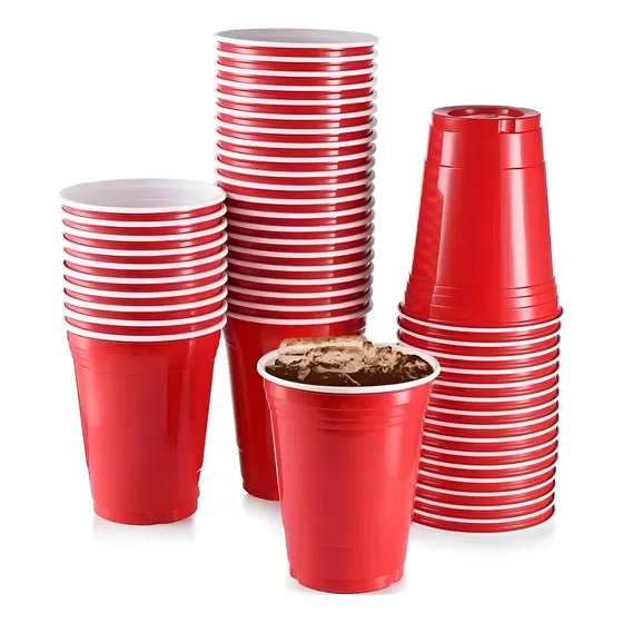 100 Vasos Plasticos Desechable Rojo 473ml Rojo