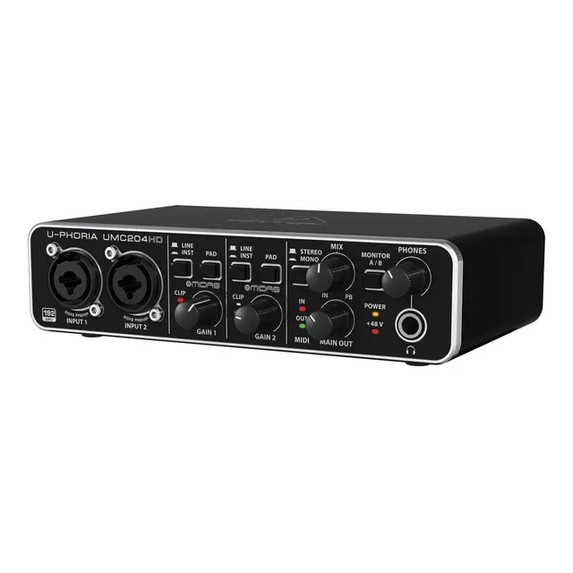 Placa Sonido Interface Behringer Umc204 Hd Usb Phantom Cuo