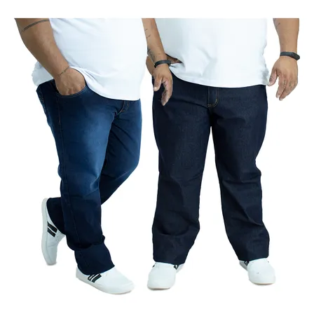 Kit C/ 2 Calças Jeans Masculina  Plus Size Tradicional