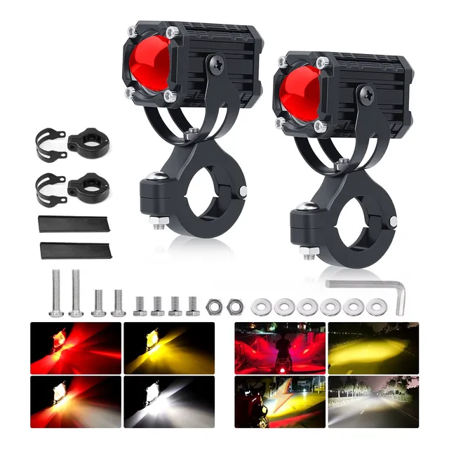 Faros De Lupa Para Moto Led Auxiliares Con Estrobo 4 Modos