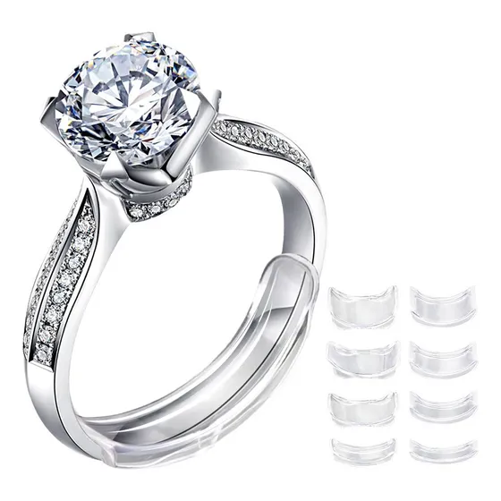 Set 8 Ajustador De Tamaño De Anillo Reductor Invisible Joyas