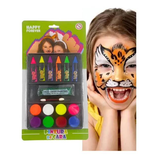 Pack Pintacaritas Lápiz Y Crema Maquillaje Fiesta Infantil