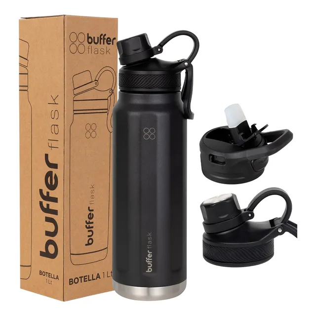 Termo Botella Termica Agua Acero Inoxidable Buffer 1l + Tapas