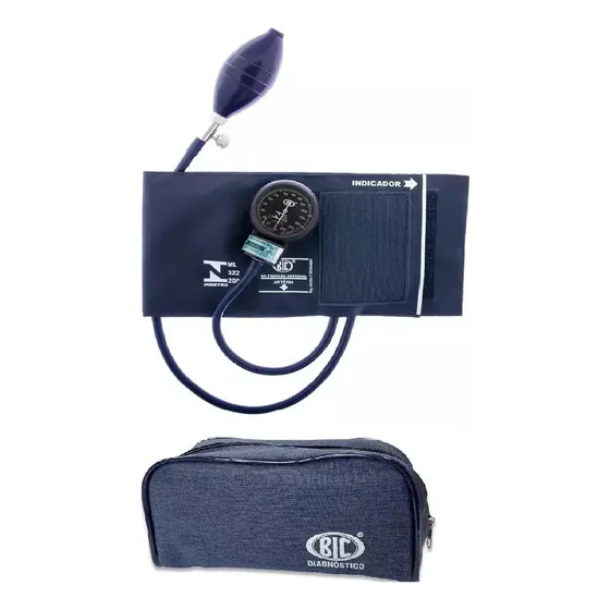 Aparelho De Pressão Esfigmomanômetro Adulto Fecho Velcro Bic Cor Azul