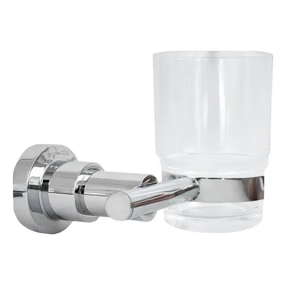 Portavaso Cepillero De Cristal Con Base De Acero Gravita