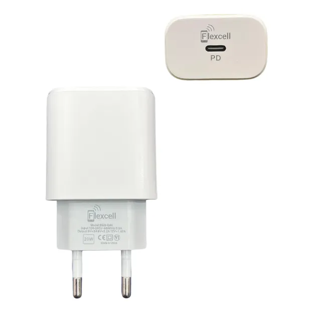 Cargador Pd 20w Base Carga Rápida Usb-c Flexcell Cordón