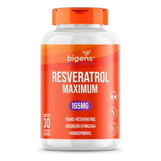 Resveratrol Maximum 165mg De Trans-resveratrol + Absorção Otimizada 30 Cápsulas Veganas Bigens Resveratrol Maximum 165mg De Trans-resveratrol + Absorção Otimizada 30 Cápsulas Veganas Bigens