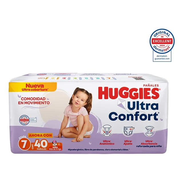 Pañales Huggies Ultraconfort Etapa 7 Niña 40 Piezas