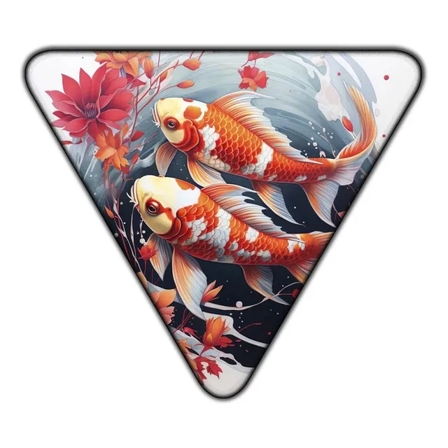 #90 - Cuadro Triangular 33 X 33 Cm Pez Koi Japón Tatuaje  
