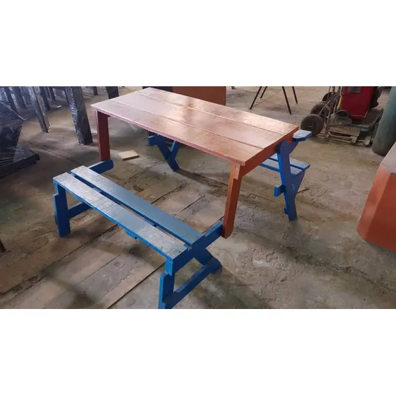 Mesa Banco De Madera Pintado