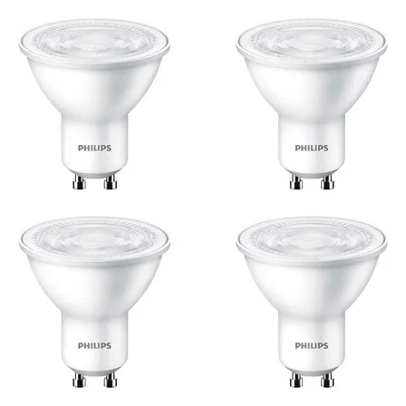 Pack 4 Ampolletas Led Philips Gu10 4.7w Luz Cálida 2700k Blanco Cálido