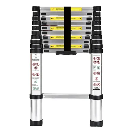 Escada Telescópica Extensível Jst Eti320 3,2m Inox 11 Degraus Antiderrapante Cinza