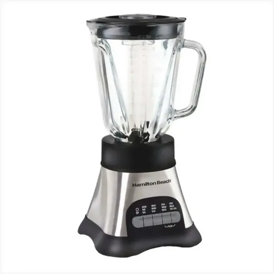 Licuadora Hamilton Beach Wave Crusher 58160 12 funciones 1.5 Litros negra y plateada con vaso de vidrio