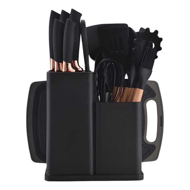 Kit Conjunto 19 Pçs De Utensílios Facas Silicone E Plástico