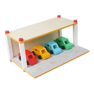 Juego De Coches De Juguete Con Garaje De Madera Para Niños Juego De Coches De Juguete Con Garaje De Madera Para Niños